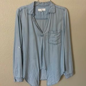 Light blue lyocell pop over shirt, size L, Thread & Supply